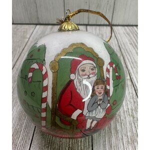 Vtg Li Bien Santa Christmas Tree Ball Ornament Blown Glass Holiday w/ Box 2.5" D